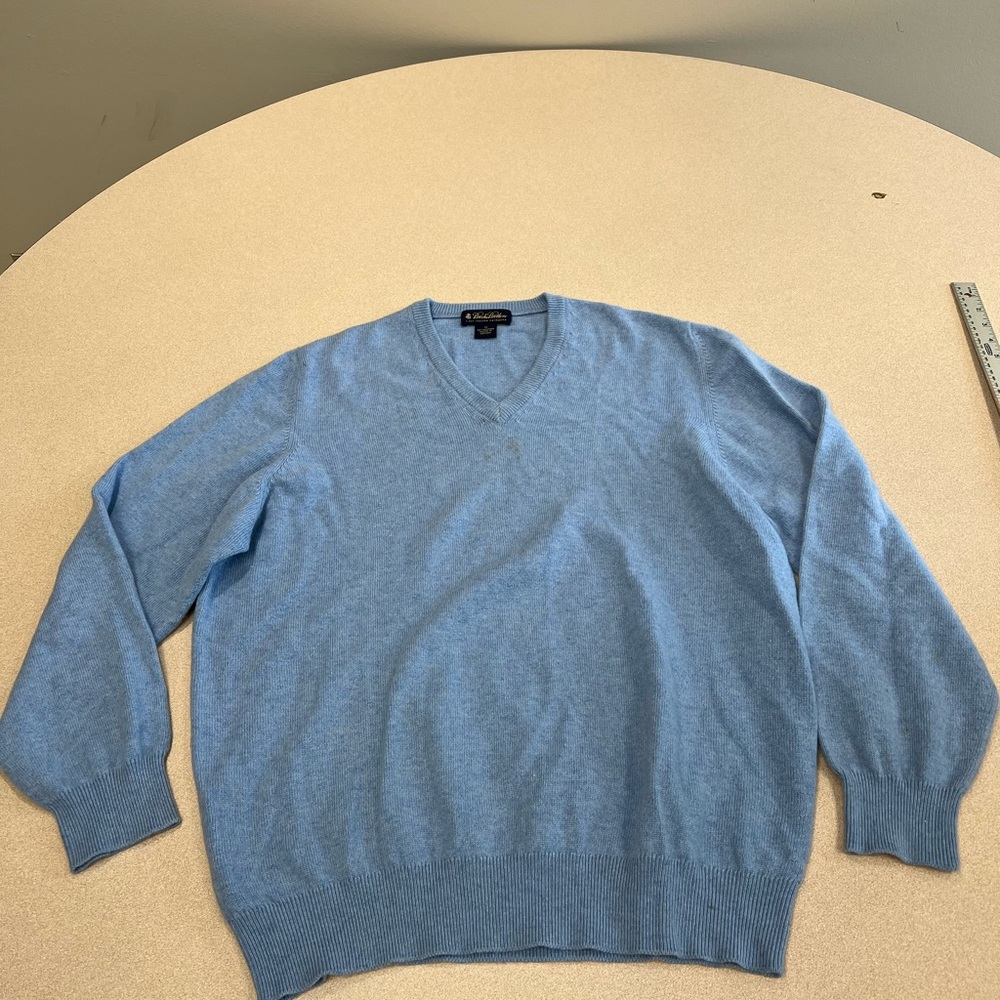 Brooks Brothers Knit Cashmere Sweater Mens Size Xl Made In Scotland blue 293